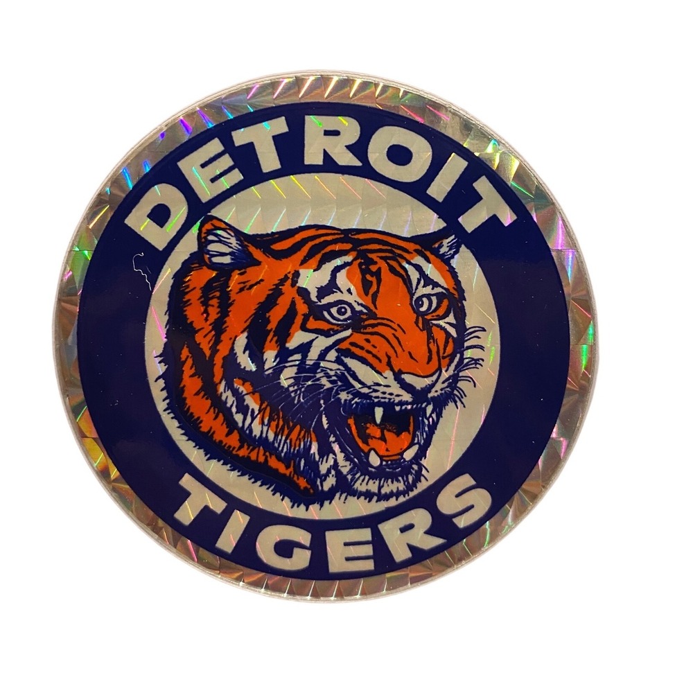 Vintage 1990s Detroit Tigers Holographic Circle Logo‎ Sticker MLB Baseball